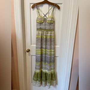 American Eagle XS patterned maxi dress with spaghetti straps